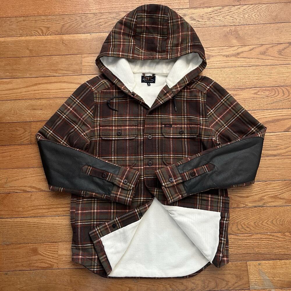 Ll Bean Plaid Flannel Hoodie Thermal Waffle Knit Lined Shirt Jacket Small